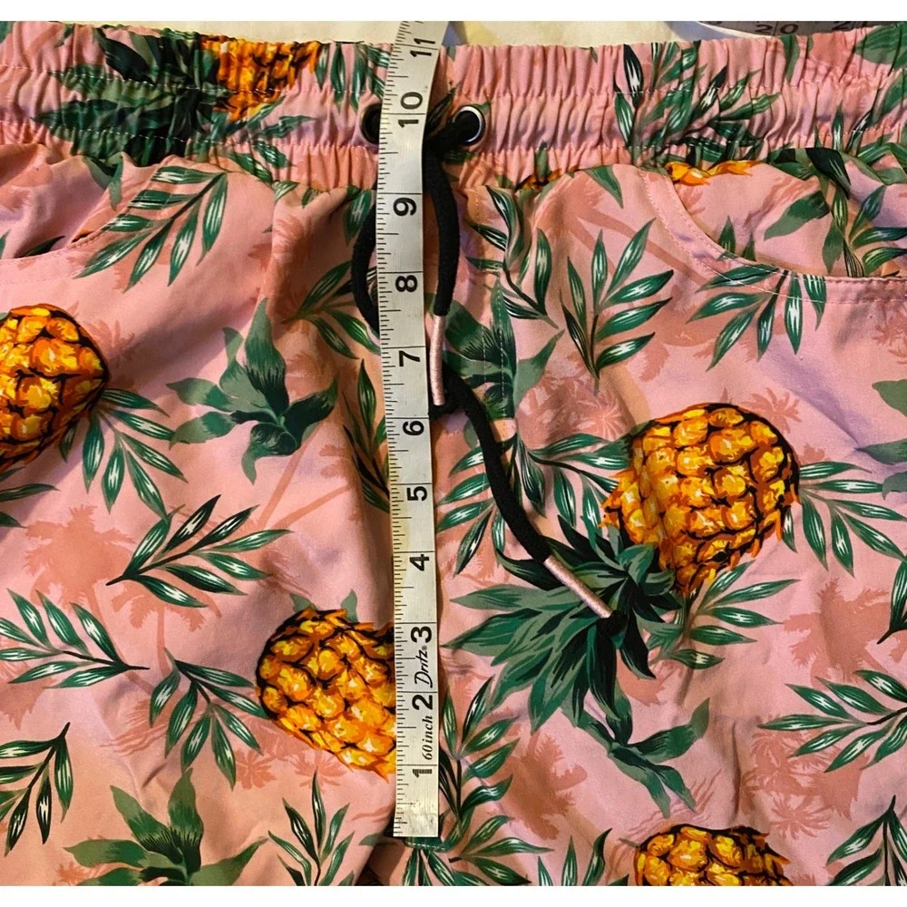 Good Vibes Pineapple Tropical Swim Trunks Shorts Men's Large Pink Beach Vacation